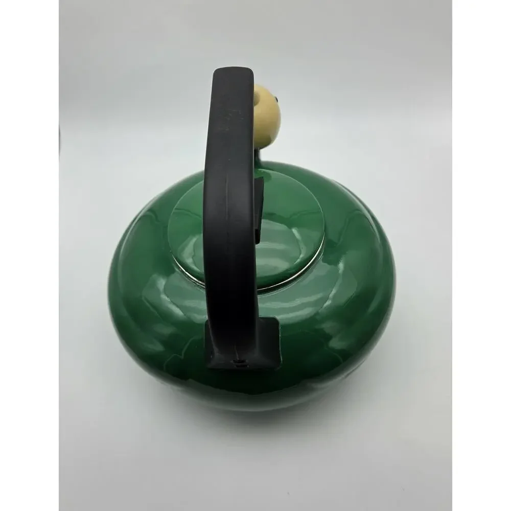 Vintage Kamenstein Green Enamelware Quackers Duck Whistling Tea Kettle Pot